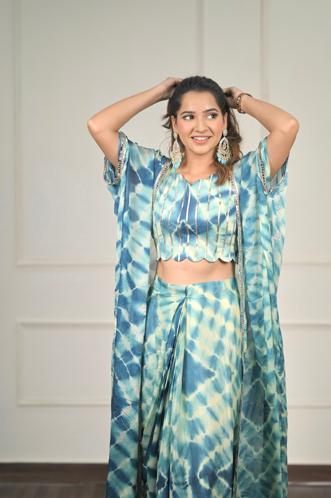 Tie and dye printed chiffon Drape skirt