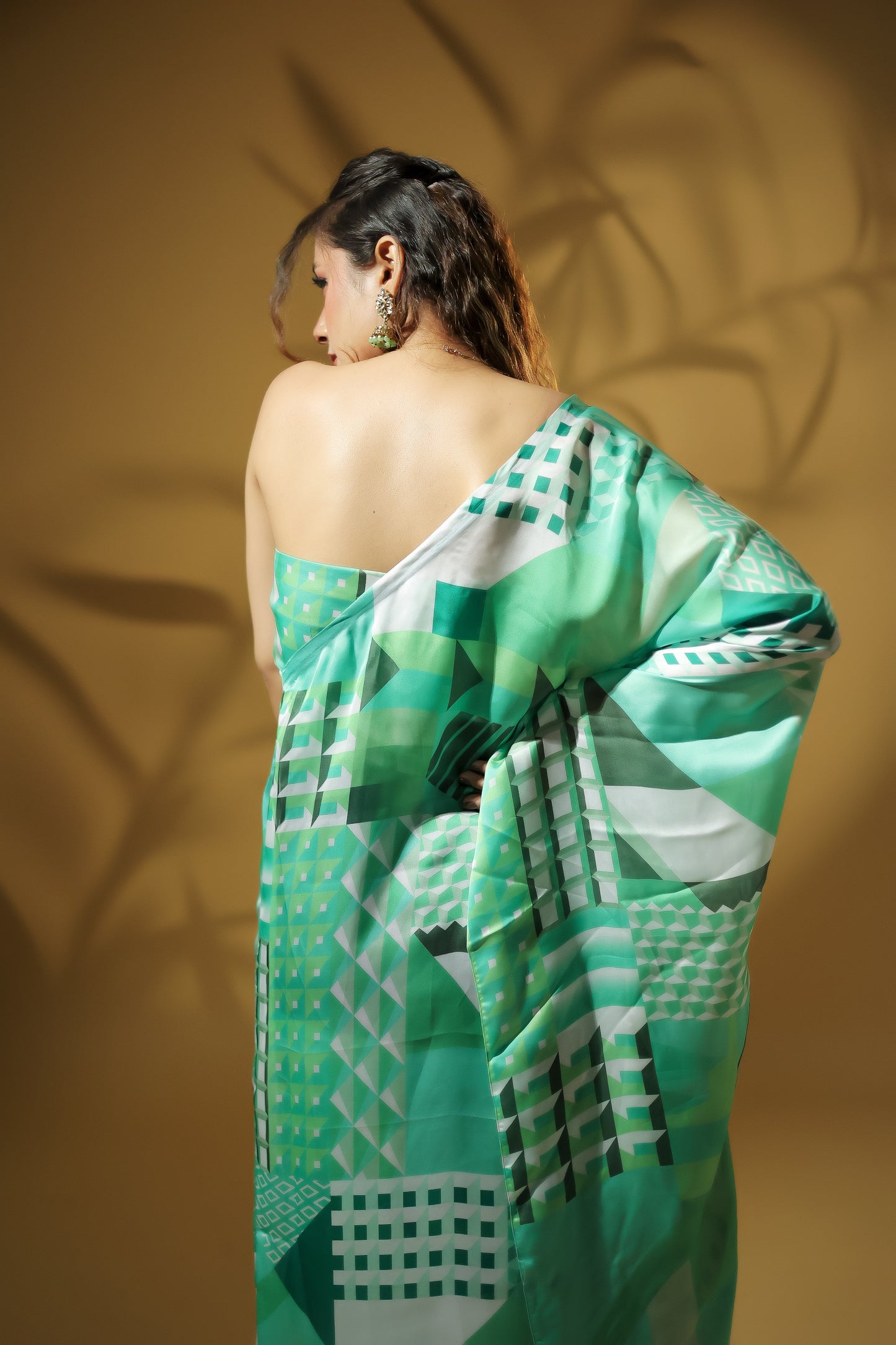 Exquisite Embroidered Neckline Off-Shoulder Printed Dress.