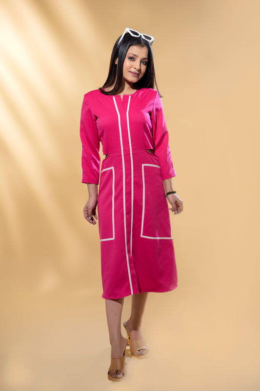 A-line Vibrant pink dress
