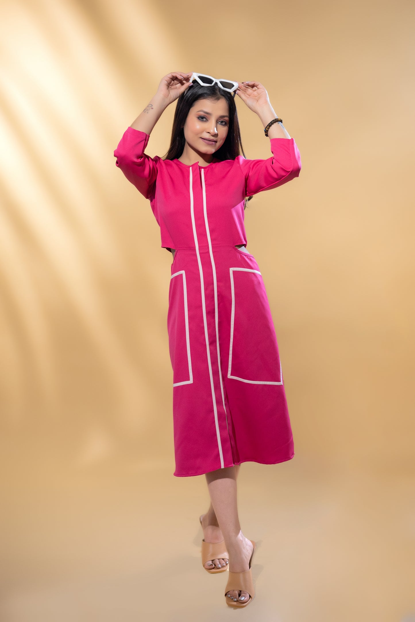 A-line Vibrant pink dress