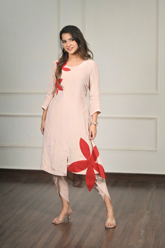 Classic Beige Color High Low Kurta
