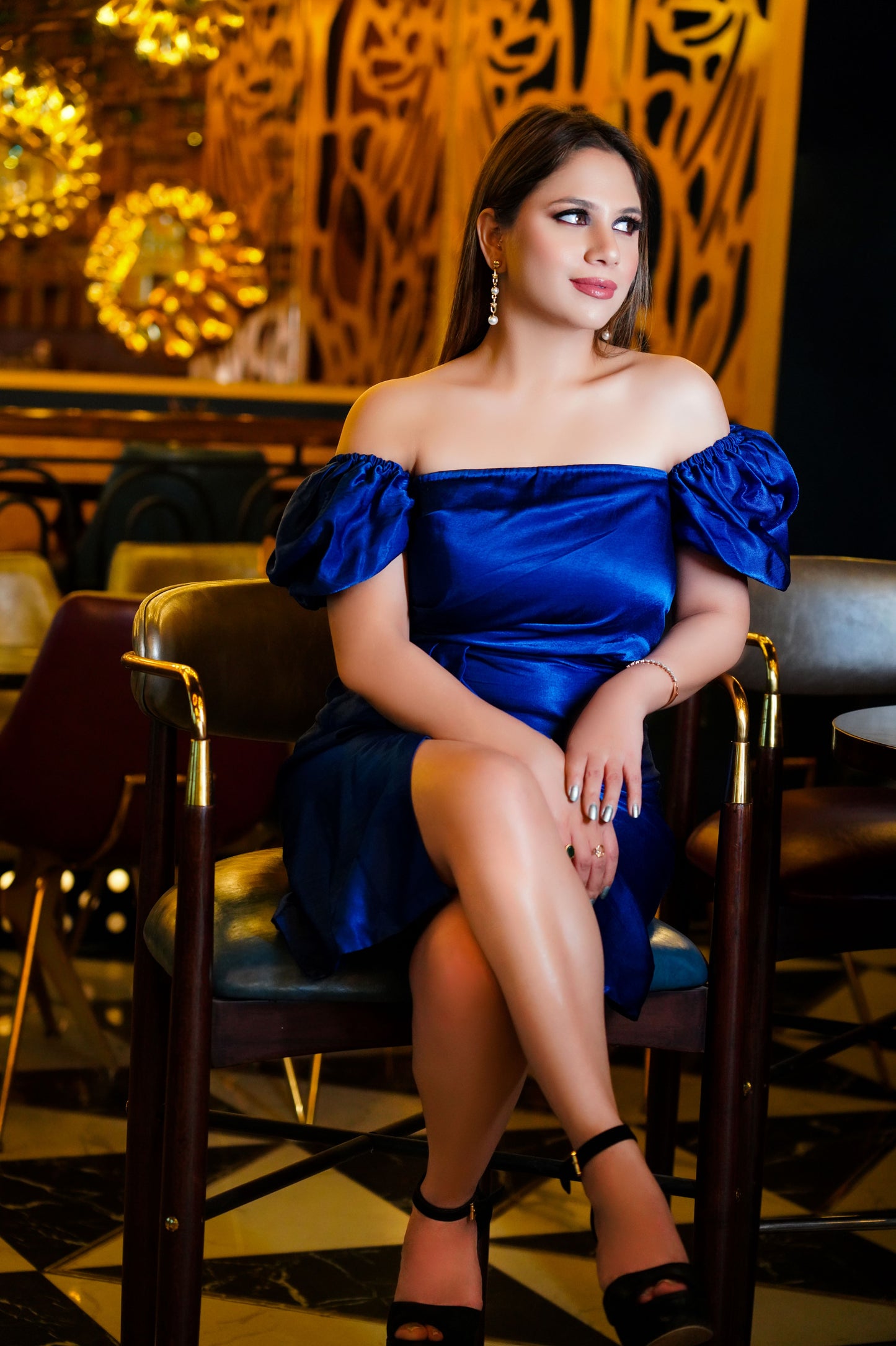 Off-Shoulder Dress With Puff Sleeves
