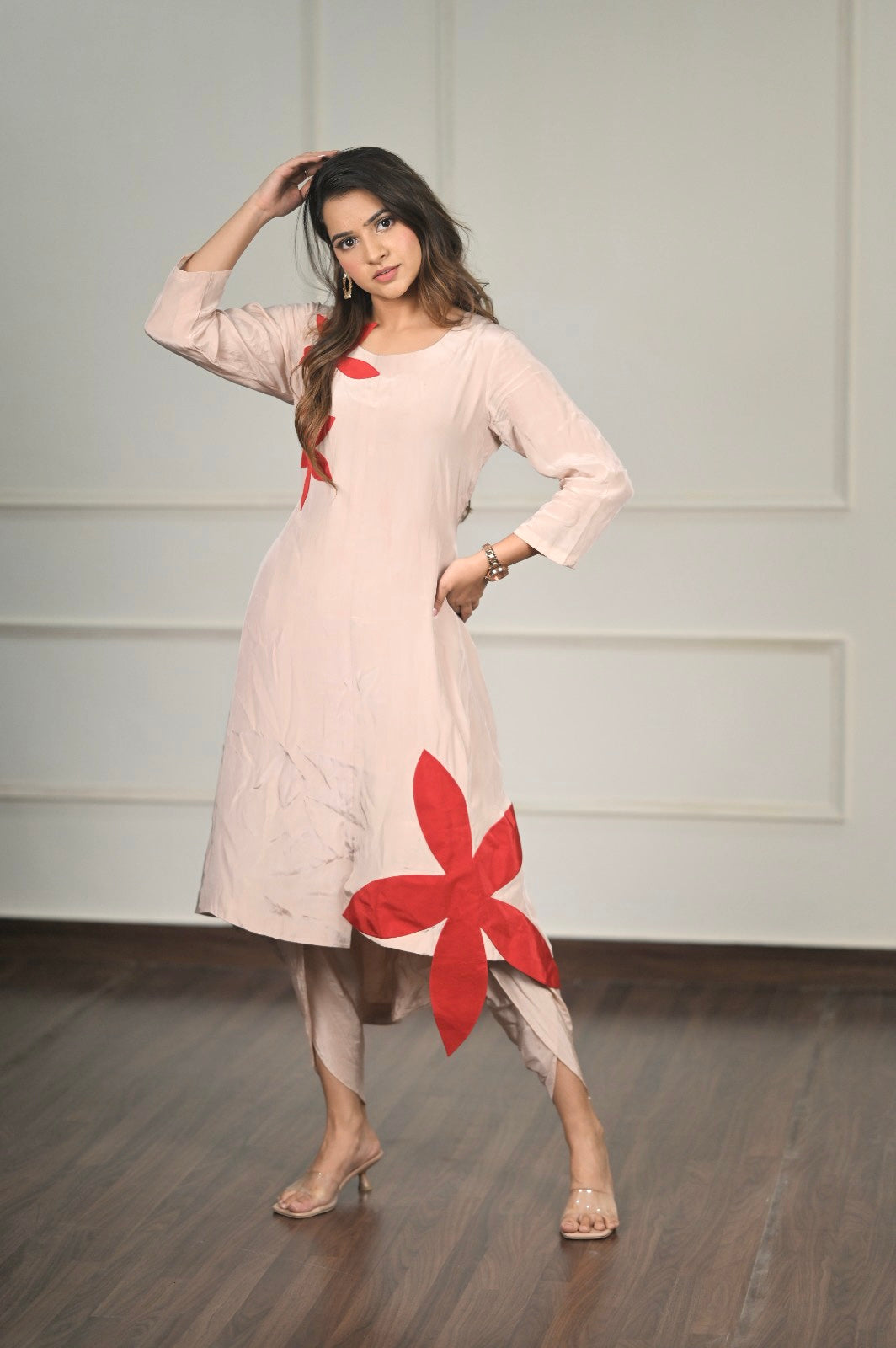 Classic Beige Color High Low Kurta