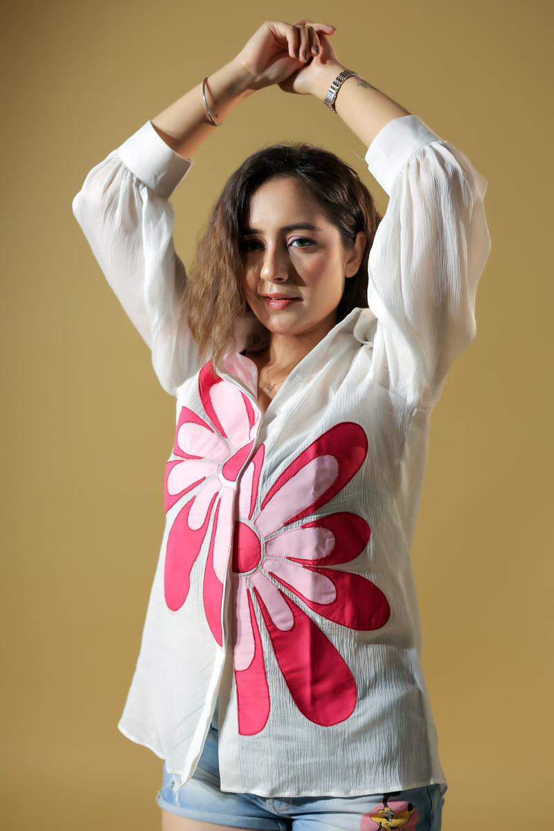 Stunning Floral Appliqué Shirt