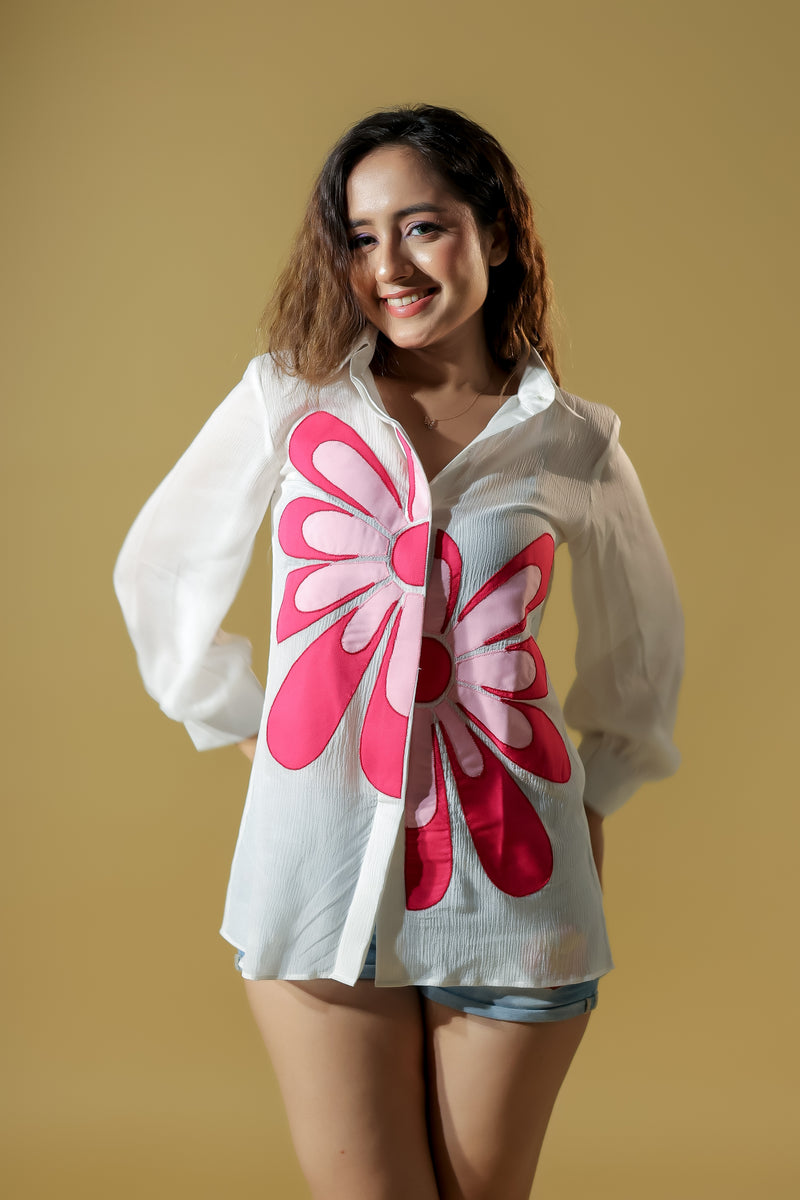 Stunning Floral Appliqué Shirt