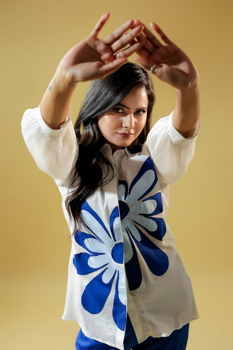 Stunning Floral Appliqué Shirt
