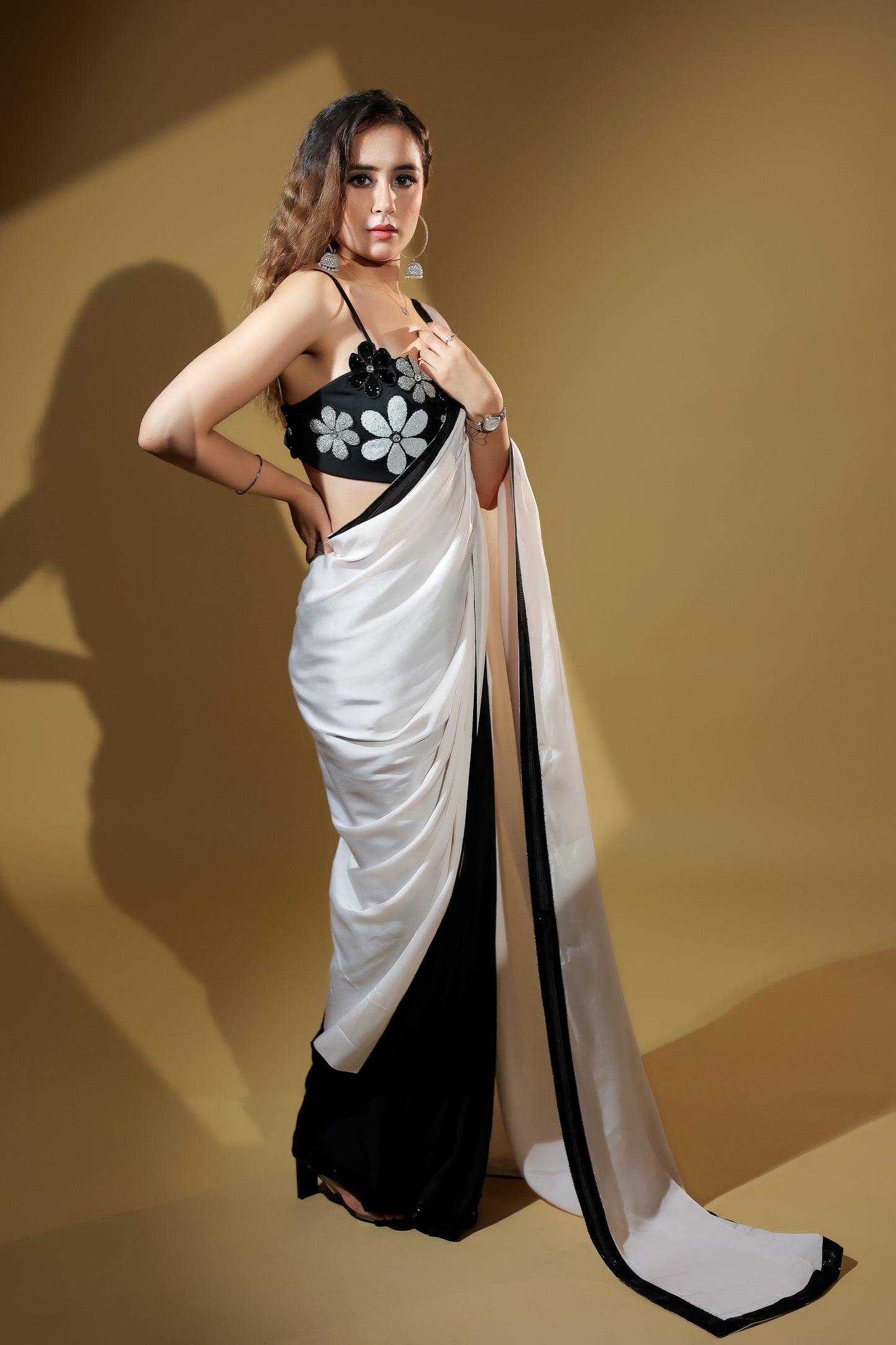 Stunning Cocktail look  Pre Stitched Saree