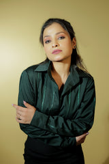 Green Shirt with Metallic Stripes