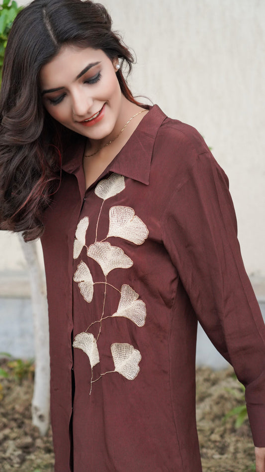 Brown Crepe Shirt