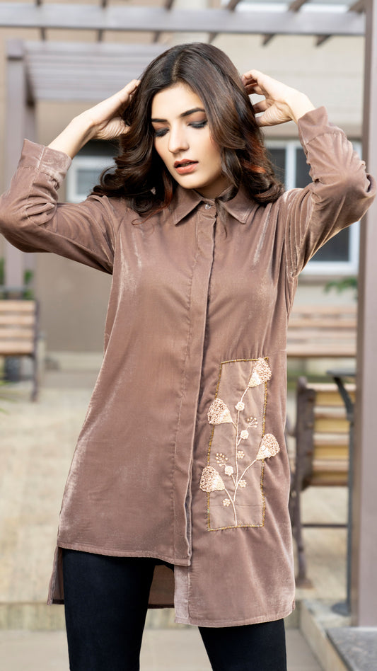 Stylish And Elegant Shirt With Hand Embroidered Embellishments