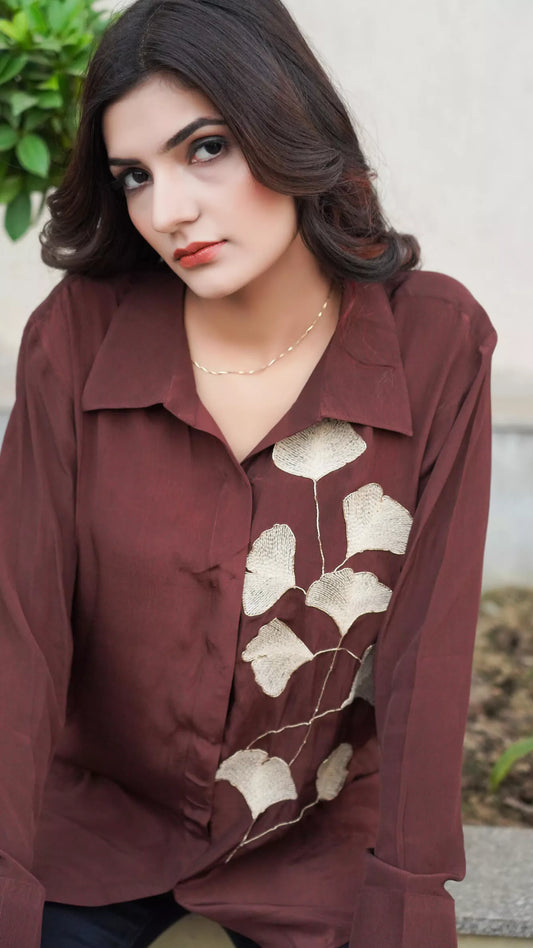 Brown Crepe Shirt
