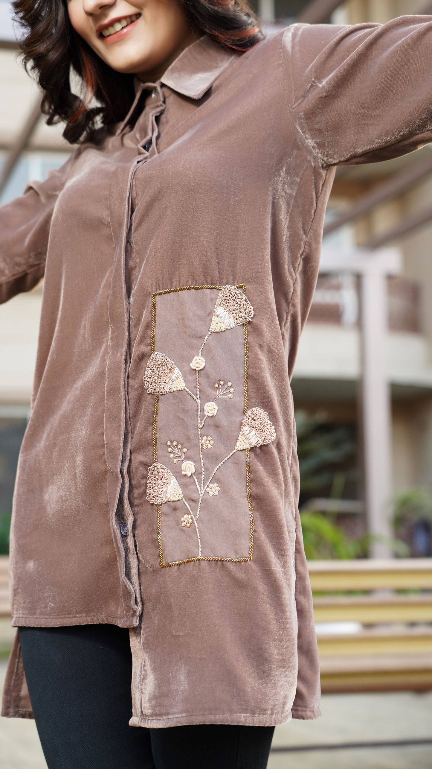 Stylish And Elegant Shirt With Hand Embroidered Embellishments